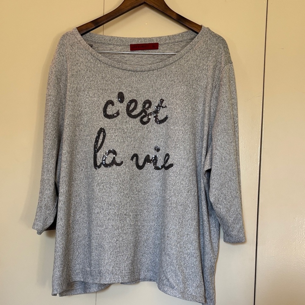 Love Scarlett Gray Sweater With Sequins Sparkly Party Holiday NYE Size 3X